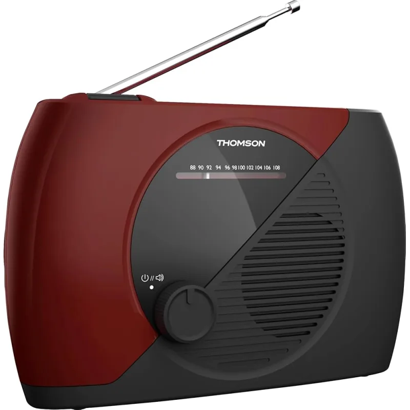THOMSON THOMSON RADIO FM ANALOGUE POWERED BY ELECTRICITY OR BATTERIES BLACK/RED RT353
