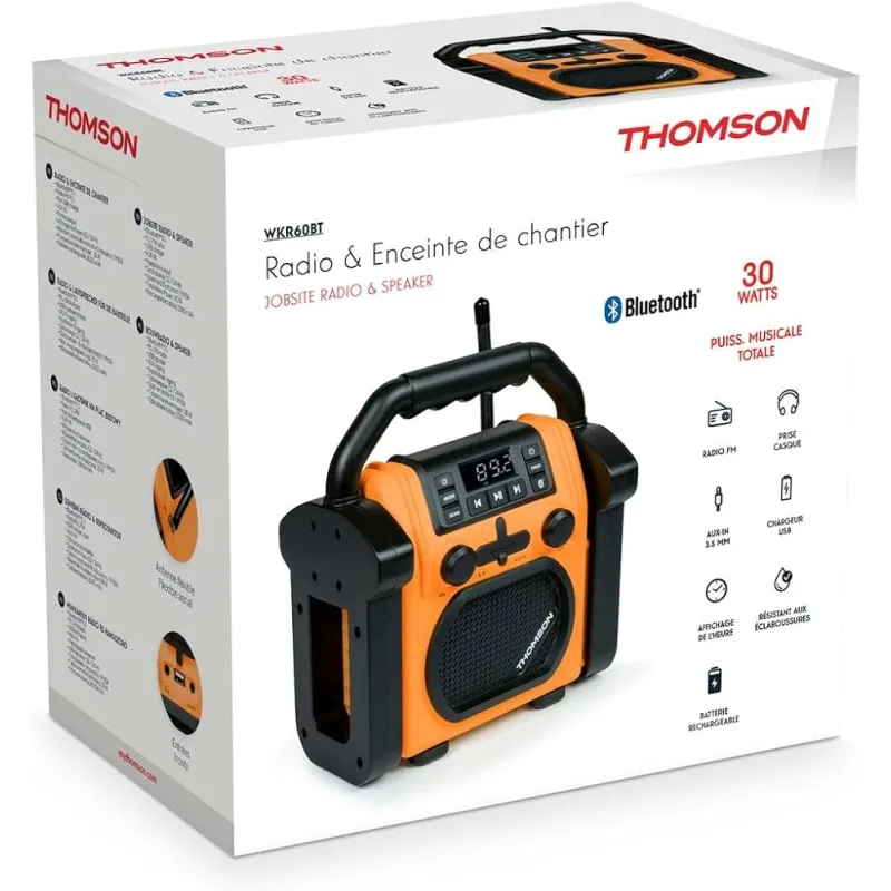 THOMSON THOMSON BT SPEAKER RUGGED 30W  + FM + CLOCK POWERED BY ELECTRICITY OR BATTERIES WKR60BT