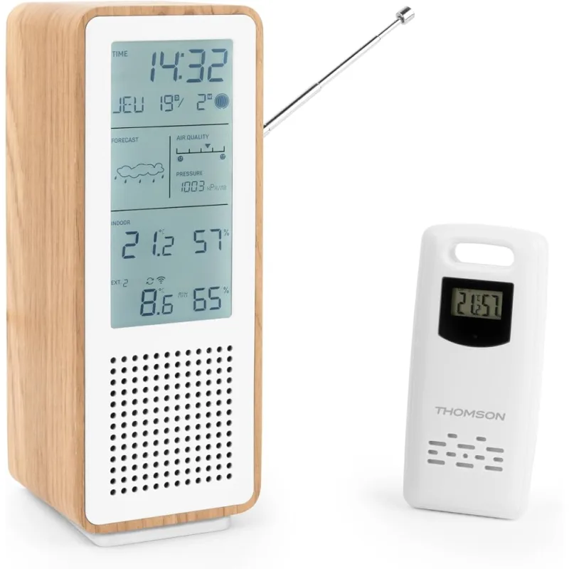 THOMSON THOMSON BT SPEAKER + WEATHER STATION + FM RADIO 15W WOOD/WHITE WS102TWH