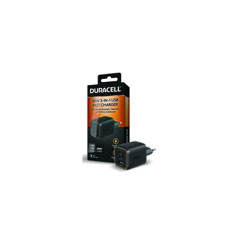 DURACELL POWER WALL CHARGER 1XUSB-A + 2XUSB-C 65W DRACUSB25-EU 2