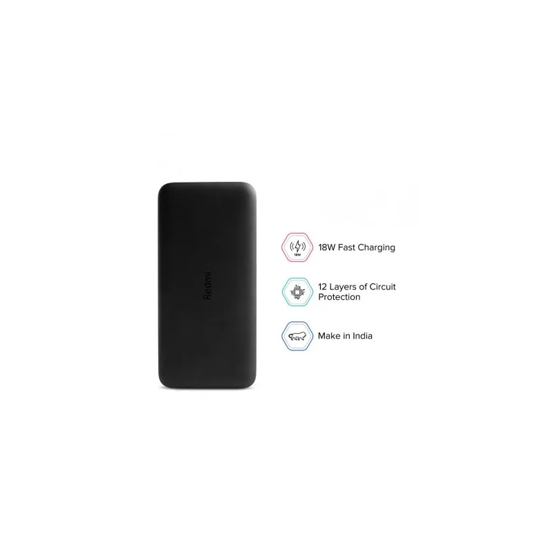 XIAOMI 20000MAH REDMI 18W FAST CHARGE POWER BANK BLACK VXN4304GL 2