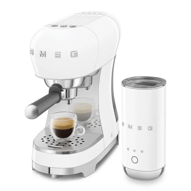 SMEG ESPRESSO COFFEE MACHINE 50'STYLE WHITE ECF12WHEU + MFF02 4