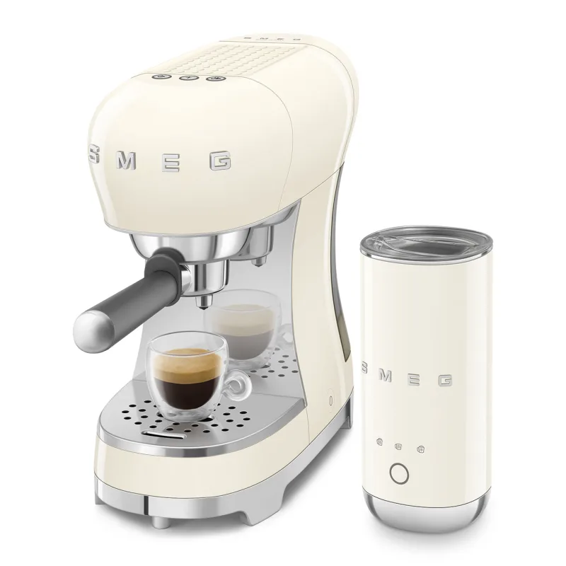 SMEG ESPRESSO COFFEE MACHINE 50'STYLE CREAM ECF12CREU + MFF02 4