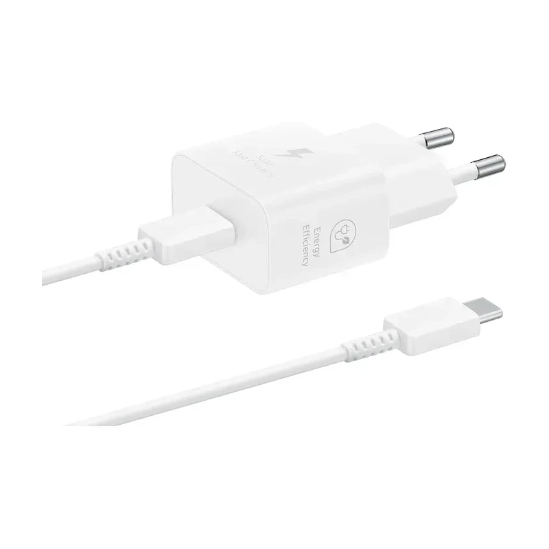 SAMSUNG POWER WALL CHARGER 25W USB-C WHITE + CABLE USB-C TO USB-C WHITE EP-T2510XWEGEU 5