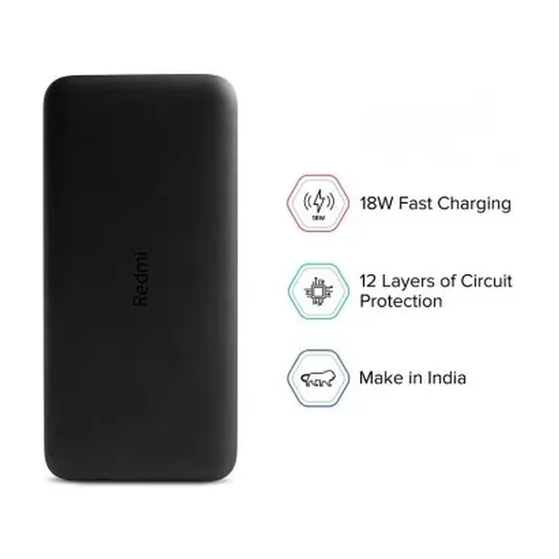 XIAOMI 20000MAH REDMI 18W FAST CHARGE POWER BANK BLACK VXN4304GL 3